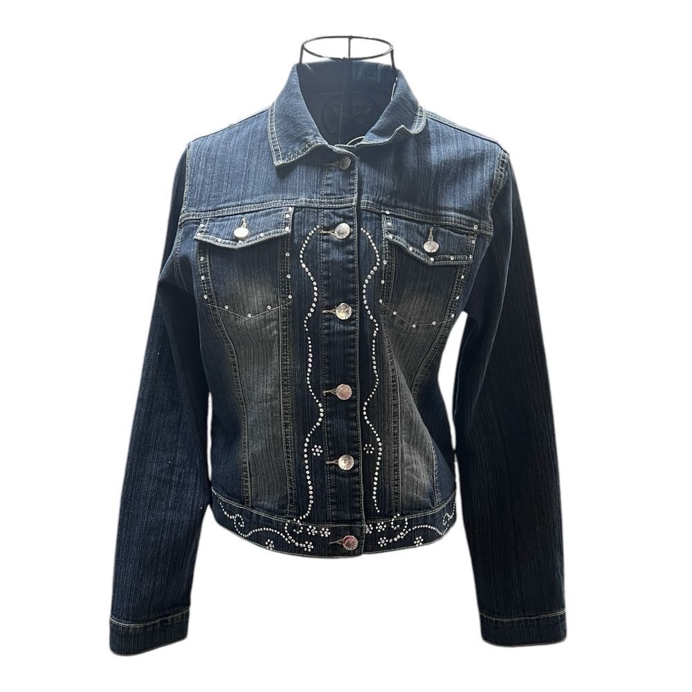 Nesso Jean Jacket Bedazzled Cotton/Spandex Women's Size‎ Medium